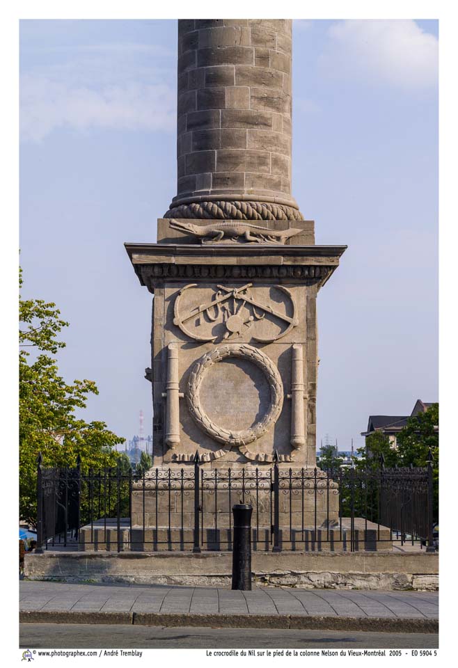 Le crocrodile du Nil sur le pied de la colonne Nelson du Vieux-Montréal
