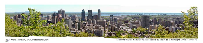 Le centre-ville de Montréal vu du belvédère du chalet de la montagne