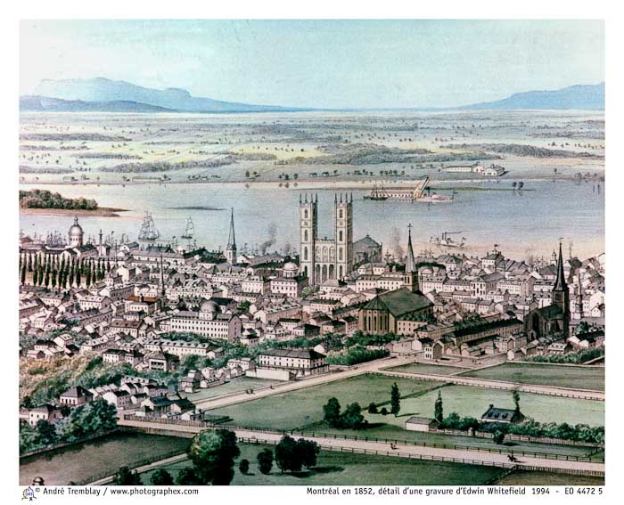Montréal en 1852, détail d'une gravure d'Edwin Whitefield
