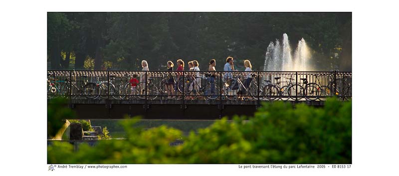 Le pont traversant l'étang du parc Lafontaine